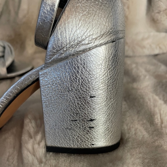 Rebecca Minkoff ‘Capriana’ Silver Block-Heel Ankle-Strap Sandal - Picture 4 of 7